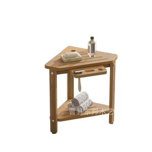 Étagère d'angle en bois pour salle de bain, triangle, 2 niveaux, autoportante, pour toilettes et meuble-lavabo, durable et polyvalente - Product Image 3