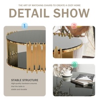 Meubles de salon modernes et luxueux, durables, table basse circulaire en acier inoxydable, comptoir en verre trempé