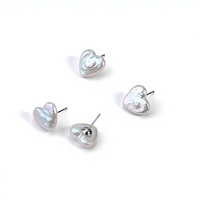 Anting Mutiara Air Tawar Alami Minimalis Kelas AA Tenunan Tangan, Anting Tusuk Jarum Berlapis Emas Perak S925