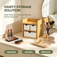 Umweltfreundlicher Bambus-Schreibtisch-Organizer mit 3 Schubladen für Zuhause, Büro, Make-up, Schmuck und Kleinteile