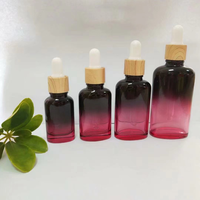 Flacon compte-gouttes en verre violet dégradé 10ml-30ml avec sérigraphie pour emballage cosmétique d'huiles essentielles et de sérums de soin de la peau