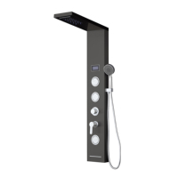 Panneau de douche thermostatique LANO en acier inoxydable brossé moderne, durable et facile à nettoyer, avec double poignée