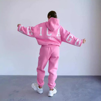 Ensemble de survêtement décontracté surdimensionné personnalisable pour femme 2026 – Sweat-shirt épais à manches longues avec imprimé au dos, coupe décontractée, idéal pour la détente