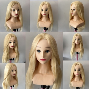 Tête de mannequin d'entraînement pour coiffure en cheveux humains indiens Remy longs et raides, pour écoles de coiffure et salons - Product Image 2