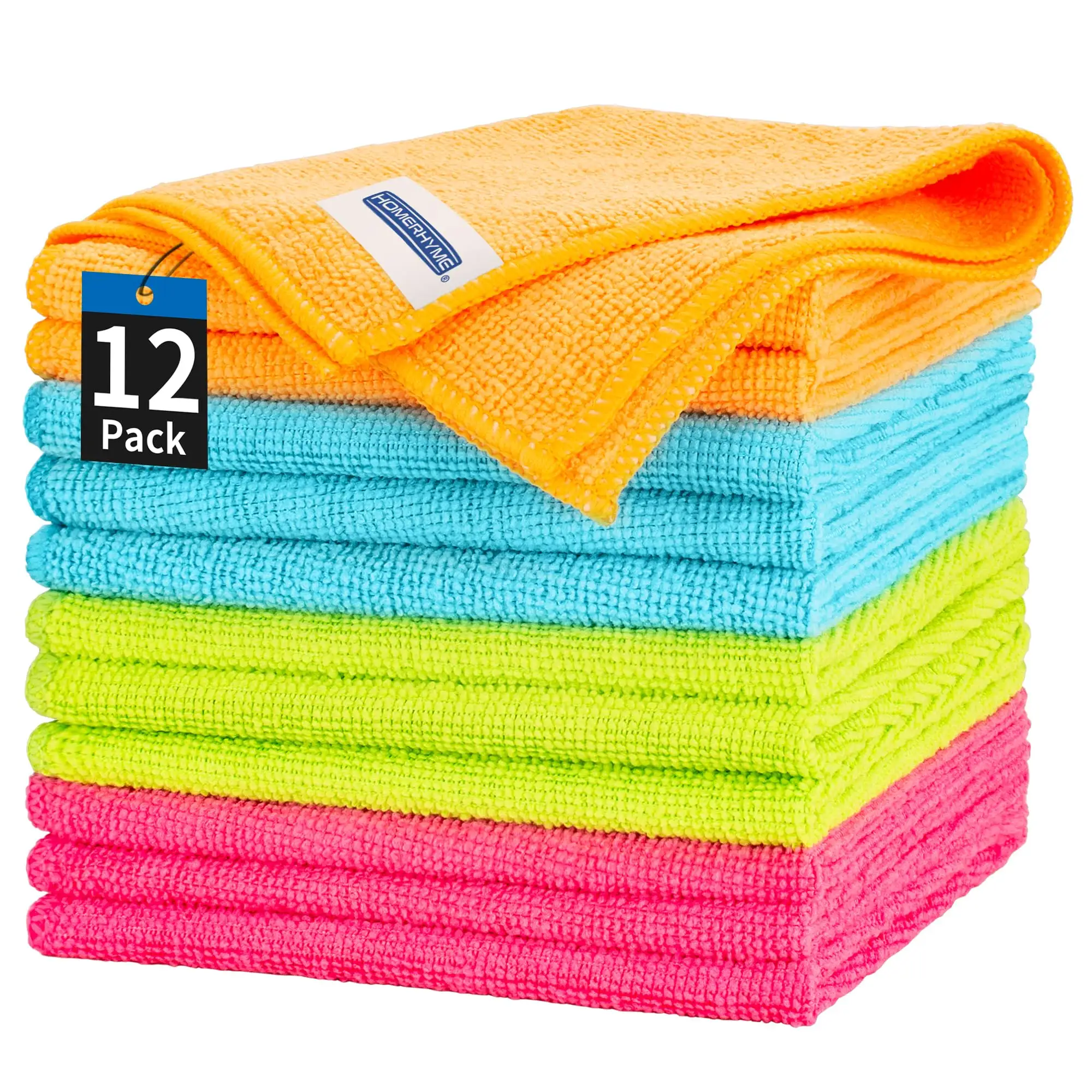 Kain pembersih Microfiber 12 buah, handuk mikrofiber dapat dicuci untuk dicuci, kain handuk dapur mobil kantor