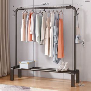 Estante de tela de <span class=keywords><strong>Metal</strong></span> de pie de nuevo diseño para interior/exterior, soporte de abrigo de doble varilla a prueba de herrumbre, tendedero de ropa individual, Fondo de PP - Product Image 4