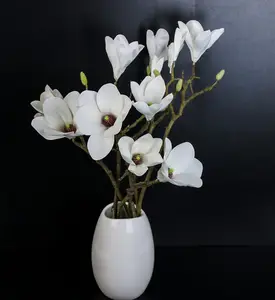 Magnolia de látex artificial para decoración de boda, tacto Real, alta calidad, venta al por mayor