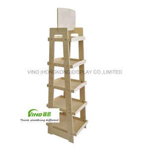 Étagère de présentation en bois VINO à 5 niveaux, double face, sur pied, pour magasin de détail, réglable, légère, avec étagères verticales - Product Image 2
