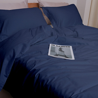 HFW Housse de couette pliée 100% Coton 200TC, motif uni/végétal moderne, douce et respirante, avec taie d'oreiller, taille personnalisée