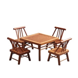 <b>Bamboo</b> <b>Table</b> And Chairs Set Miniature Craft Home Decoration Natural Handmade <b>Bamboo</b> Weaving Desktop Collectible - Product Image 1