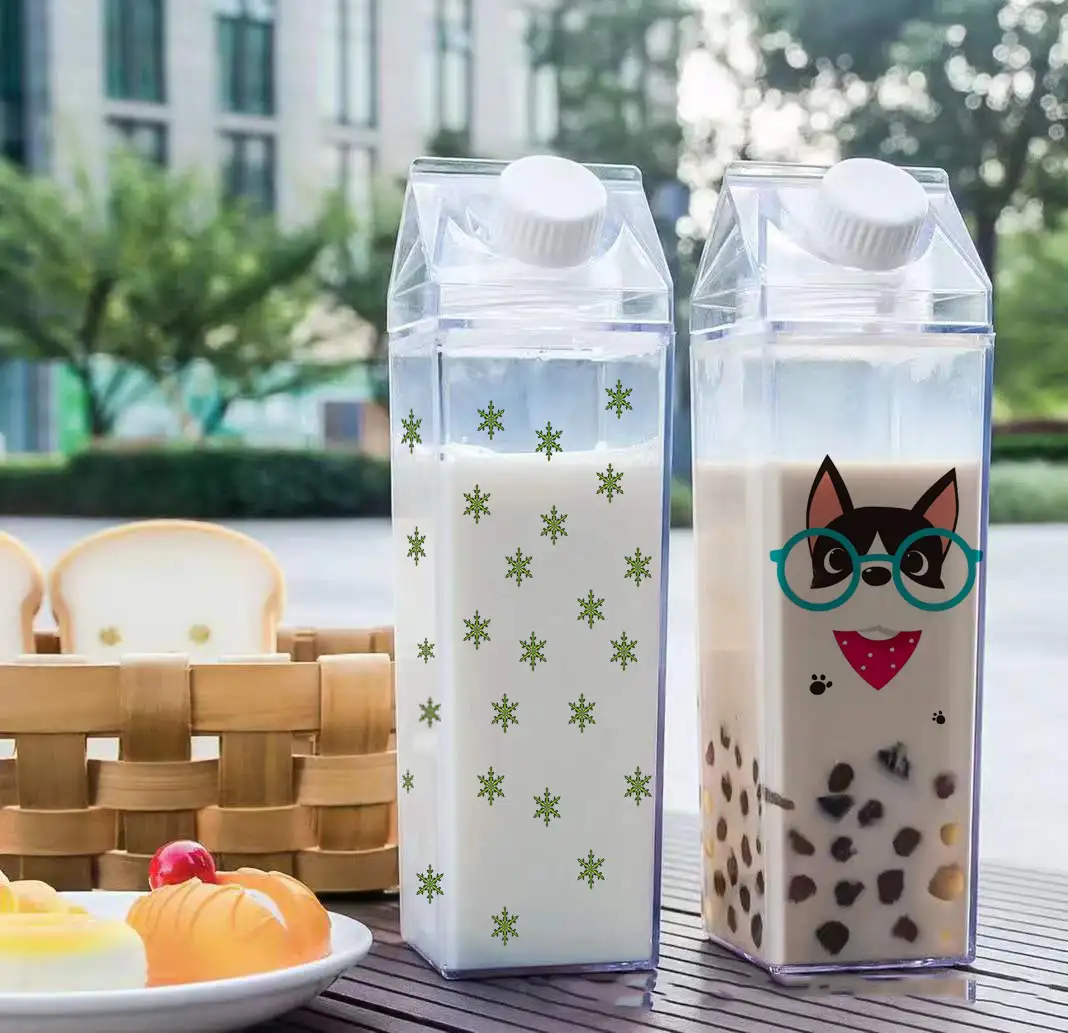 प्लास्टिक स्पष्ट दूध दफ़्ती पानी की बोतल थोक के साथ स्टिकर 17oz