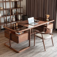 Bureau en bois de noyer noir d'Amérique du Nord, style italien minimaliste, bibliothèque en bois massif, mobilier de bureau pour villa, bureau à domicile
