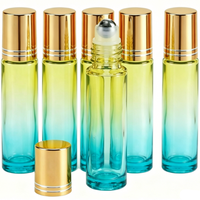 Flacons compte-gouttes en verre mini transparents, ambrés, noirs, bleus, pour parfum et huiles essentielles, 10 ml, avec bille métallique et couvercle en bambou