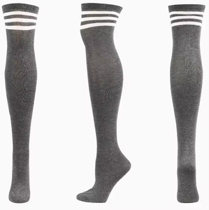 Chaussettes longues classiques neuves pour femmes, au-dessus du genou, pour le printemps, avec trois bandes, vente en gros, haute qualité - Product Image 5
