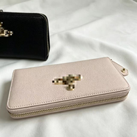 Dompet Bahan PU dengan Resleting Portabel Motif Leci yang Indah