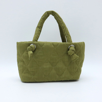 Sac fourre-tout matelassé OEM avec logo personnalisé, sac à main matelassé losanges, poignée à nœud ouvert, mini sac panier mignon pour filles, grande capacité