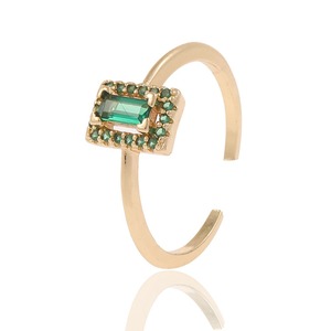 Anillo de Bisutería de Acero Inoxidable con Circonita Verde, Anillos de Joyería de Moda para Mujer, Oro Laminado de 18K, Venta al <span class=keywords><strong>por</strong></span> <span class=keywords><strong>Mayor</strong></span> - Product Image 3