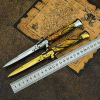 Couteau de poche pliant EDC en acrylique pour le camping et la chasse, non réglable, en acier inoxydable 440C, outil de survie industriel pour le bricolage en extérieur