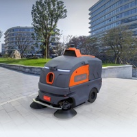 Robot de nettoyage routier automatique robuste, aspiration 20000 Pa, bac à déchets 150L, chariot de balayage intérieur/extérieur