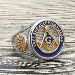 yunnique Freemason <b>Ring</b> Men's Stainless Steel Geometric Design Gift Jewelry Interlocking Color 27072 - Product Image 4