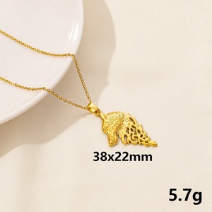 Pendentif Loup Lion en Acier Inoxydable 304 Doré, Chaîne à Maillons, Totem Animal Sauvage, Médaille <span class=keywords><strong>Scarabée</strong></span> pour Collier Unisexe Homme Femme Bijoux - Product Image 5