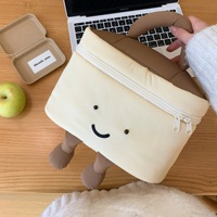 Nouvelle Arrivée : Trousse de Maquillage Portable à Fermeture Éclair, Motif Traces de Pieds de Dessin Animé, Grande Capacité, Écologique et Lavable