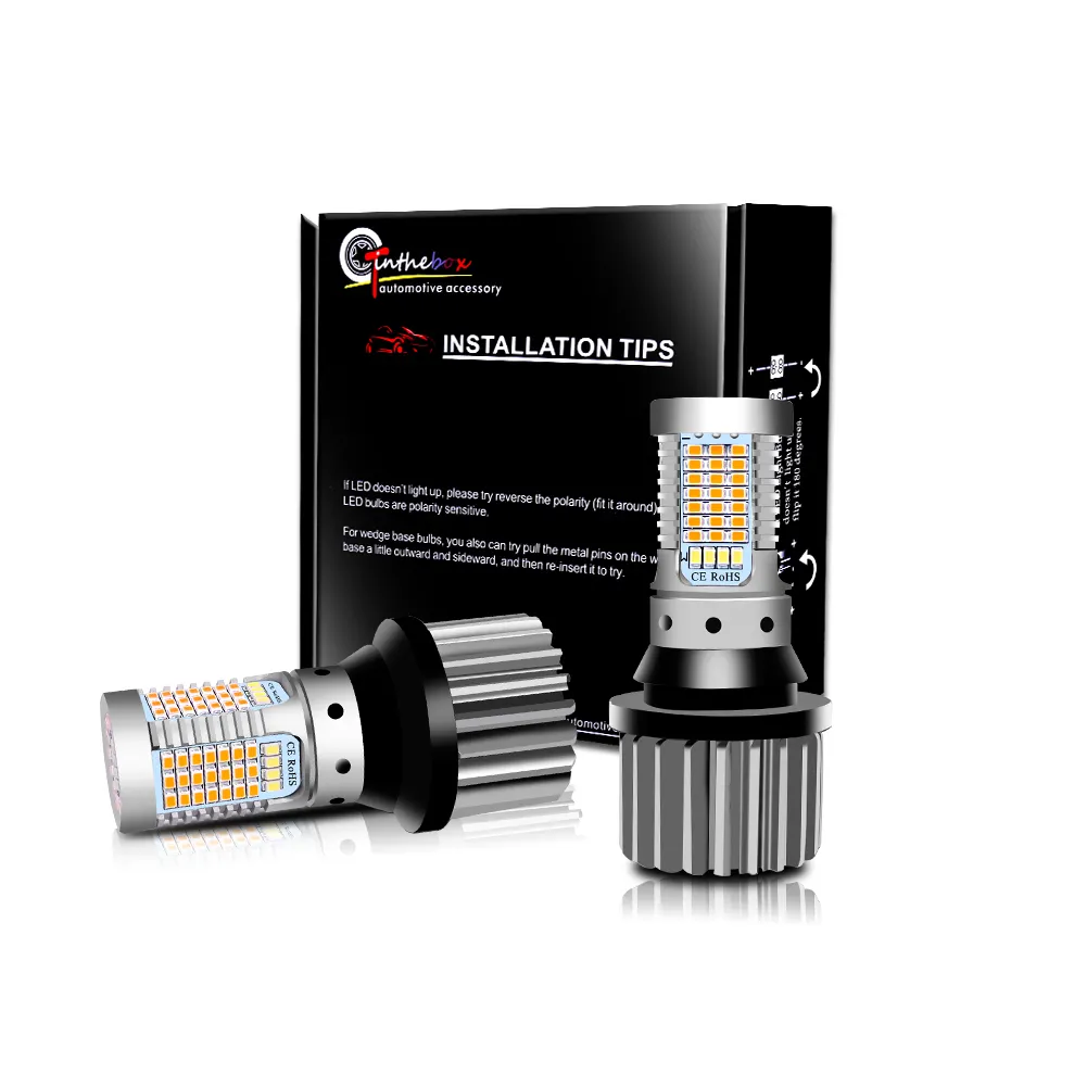 Hiçbir hiper flaş 7443 W21/5W T20 LED switchback beyaz/amber LED çift renk DRL dönüş sinyal ışığı