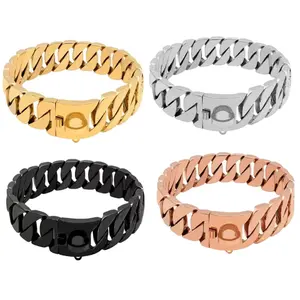 WT accessoires pour chiens de compagnie en gros gros gros gros collier de chien en acier inoxydable métal or lien cubain chaîne de chien