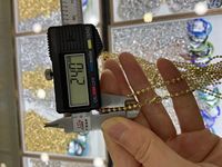 Chaîne de collier en or pur 18 carats pour homme, avec perles de diamant en forme de lune de 2,4 mm, en or massif Au750, bijoux en gros