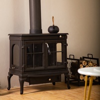 Grande cheminée à bois en fonte pour salon, moderne, pour se réchauffer, avec foyer et manteau décoratif, pour foyer au bois véritable