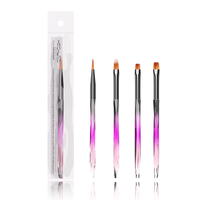 Nouvelle brosse à ongles en gel à poils doux avec manche en acrylique dégradé tricolore, design corps gemme, logo personnalisé, pour la peinture d'art sur ongles