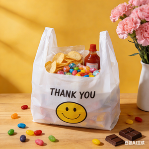 Bolsas de Plástico Transparente PE Duraderas con Asa para Camisetas, Ideales para Empaque de Alimentos y Uso Diario, Blancas Opacas, para Tiendas de Conveniencia - Product Image 1