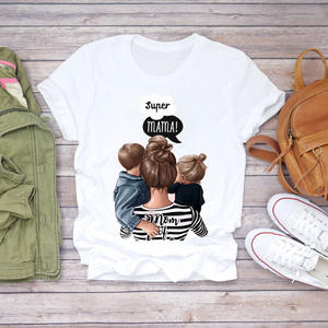 T-<span class=keywords><strong>shirt</strong></span> Personalizzata con Stampa Cartoon per Donna, Moda Mamma-Figlio, Abbigliamento Streetwear Vintage, Maglietta Grafica a Maniche Corte per Coppie - Product Image 2