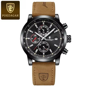 Nuevo Reloj POEDAGAR <span class=keywords><strong>932</strong></span> para Hombre, Reloj de Pulsera de Cuarzo de Moda, Original, Resistente al Agua, con Correa de Cuero, Fecha, Semana, Gran Venta - Product Image 4