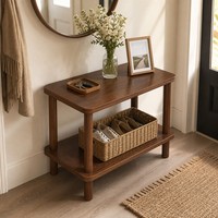 Table d'appoint rectangulaire compacte de luxe léger, plateau en MDF, pieds en bois massif, 2 niveaux, pour canapé ou chevet, pour la maison