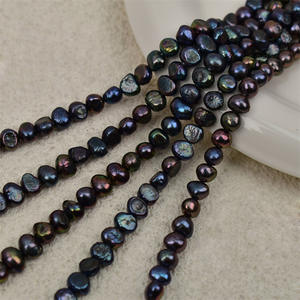 Cuentas Sueltas Semiterminadas de Perlas de Agua Dulce Negras Brillantes de Doble Cara de 5-6 mm de Estilo Barroco para Collares DIY, Fuente de Comercio Exterior - Product Image 1