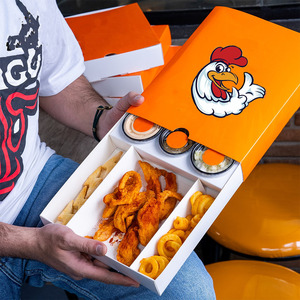 Tùy chỉnh ngăn Dip pháp khoai tây chiên cánh gà hành tây Vòng Hộp ngăn kéo thực phẩm hot Ngô CHURROS con chó đóng gói lấy đi hộp giấy - Product Image 1