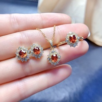 Ensemble de bijoux en argent sterling 925 avec grenat naturel, hypoallergénique, pour usage quotidien, bijoux fins, cadeau de luxe personnalisé, vente en gros d'usine