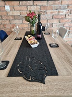 Nappe de protection de table résistante à la chaleur Rectangle 40x150 Feuille Design Chemin de table en feutre noir de haute qualité