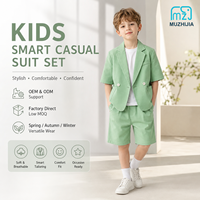 Ensemble de costume 3 pièces pour garçons, blazer à manches courtes, short, tenue de fête de mariage, étiquette privée OEM personnalisée