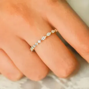 APR14 RINNTIN 14K placcato oro argento Sterling CZ pietre anello impilabile simulato diamante Eternity Bands per le donne