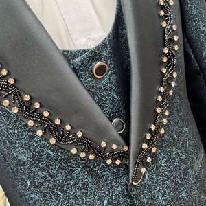 Nuova tendenza <span class=keywords><strong>da</strong></span> uomo elegante strass Jacquard giacca <span class=keywords><strong>da</strong></span> sposa <span class=keywords><strong>da</strong></span> sposo gilet pantaloni indossare per occasioni speciali - Product Image 4