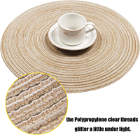 Ensemble de 6 napperons ronds tressés lavables en PP tissés pour l'intérieur de 15 pouces pour la cuisine et la table à manger