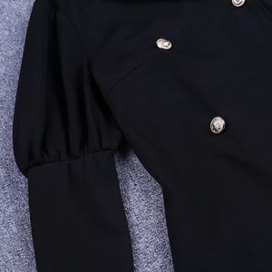 Ocstrade-elegante Vestido De <span class=keywords><strong>Dama</strong></span>, negro, un hombro, farol asimétrico, manga larga, doble botonadura, ceñido - Product Image 4