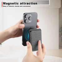 Portefeuille magnétique carré à cryptage diamanté, style classique et tendance, compatible MagSafe pour iPhone, rangement pour cartes de crédit