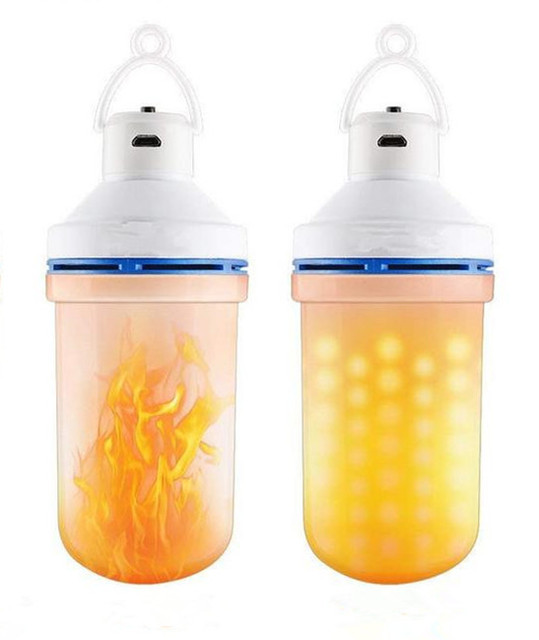USB Rechargeable Gravity Sensor Flame Lights 54 LEDs Flame Effect Fire Light Bulb Flickering Emulation Decor Lamp
