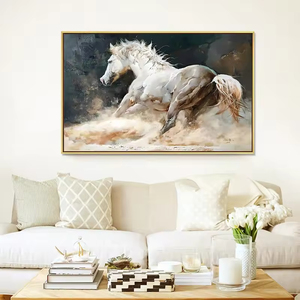 White <strong>Horses</strong> <strong>Horse</strong> Oil Moden Abstract Canvas <strong>Painting</strong> - Product Image 6