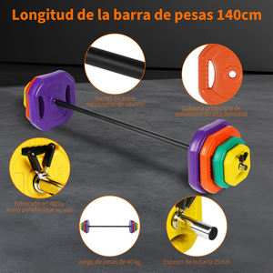 En Stock en España: Set de Barras de Pesas de 40 kg de Hormigón Colorido con Cubierta Protectora de PVC para un Entrenamiento Seguro y Duradero - Product Image 6