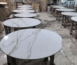 Dalles de pierre frittée de résistance à la chaleur de 12mm pour meubles de table Chine 6mm dessus de table à manger de café Beige Carrara bureau coloré - Product Image 6