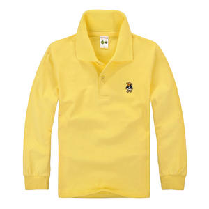 100% coton garçons Polo T-shirts & T-shirts automne à manches longues enfants uniforme scolaire avec col rond solide adolescent et filles conception - Product Image 3